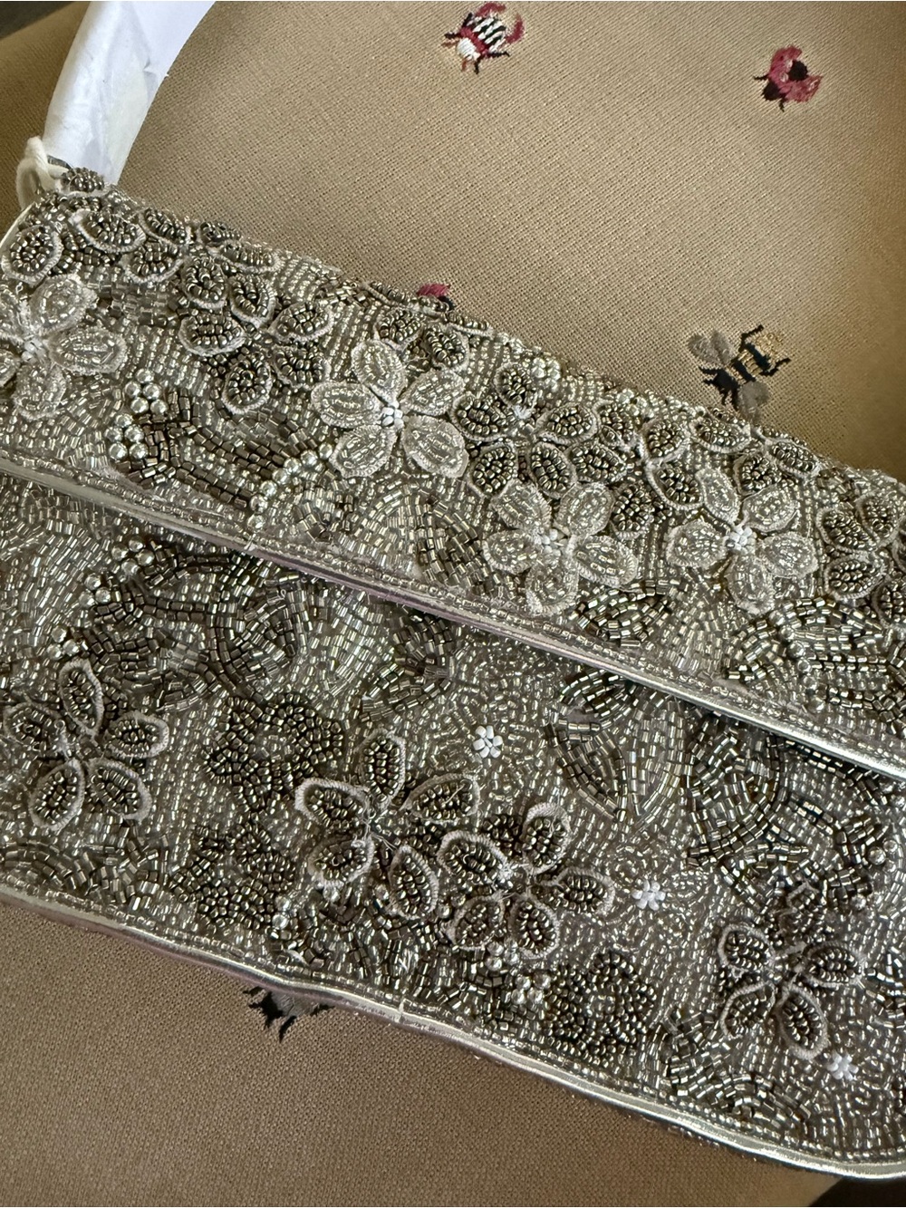 NWT STAUD Tommy Beaded Bag, Silver Garden Party - Picture 5 of 8